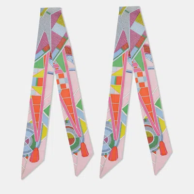 Pre-owned Hermes Hermès Multicolor L'art Indien Des Plaines Silk Twilly Set Of 2