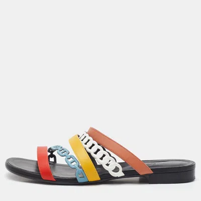 Pre-owned Hermes Multicolor Leather Amalfi Flat Slide Sandals Size 40