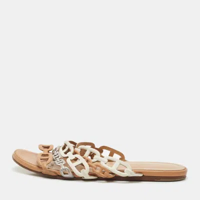 Pre-owned Hermes Multicolor Leather Chain D'ancre Flat Sandals Size 36.5