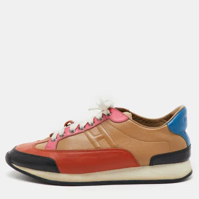 Pre-owned Hermes Multicolor Leather Trail Low Top Sneakers Size 39
