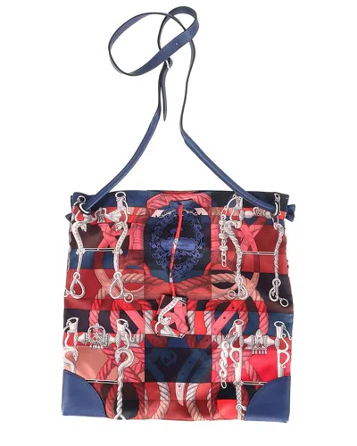 Pre-owned Hermes Hermès Multicolor Print Silk City Bag (authentic Pre-loved)