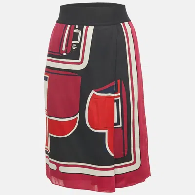 Pre-owned Hermes Multicolor Printe Silk Skirt M