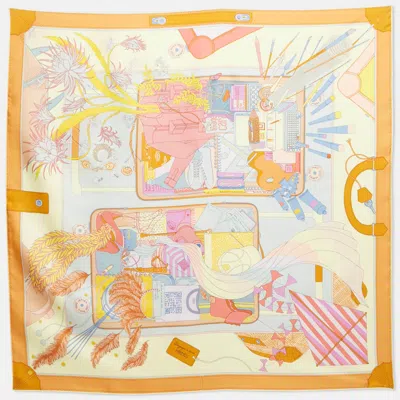 Pre-owned Hermes Hermès Multicolor Printed Silk Bagage A Main Scarf