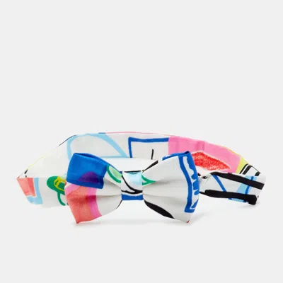 Pre-owned Hermes Hermès Multicolor Printed Silk Petite Bow Tie
