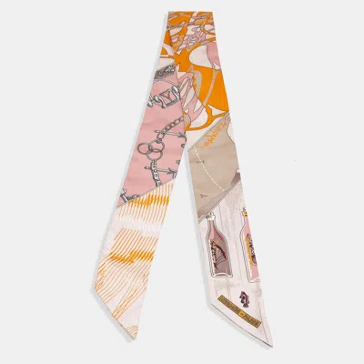 Pre-owned Hermes Hermès Multicolor Printed Silk Twilly