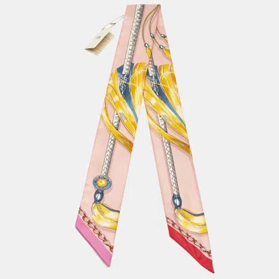 Pre-owned Hermes Multicolor Printed Silk Twilly