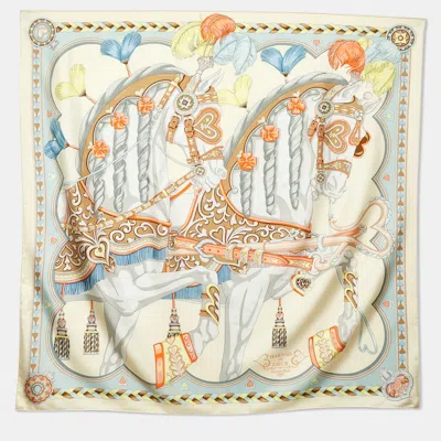 Pre-owned Hermes Hermès Multicolor Silk Harnais De Coeur Scarf