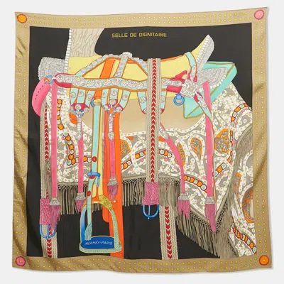 Pre-owned Hermes Hermès Multicolor Silk Selle De Dignitaire Scarf