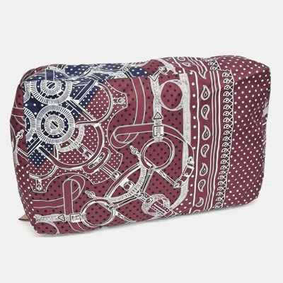 Pre-owned Hermes Multicolor Silk Travel Cube Pouch Mm