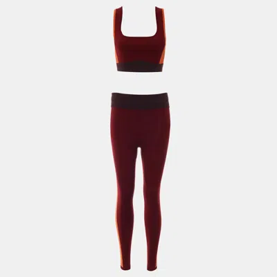 Pre-owned Hermes Multicolor Stretch Fabric Yoga Set In Black