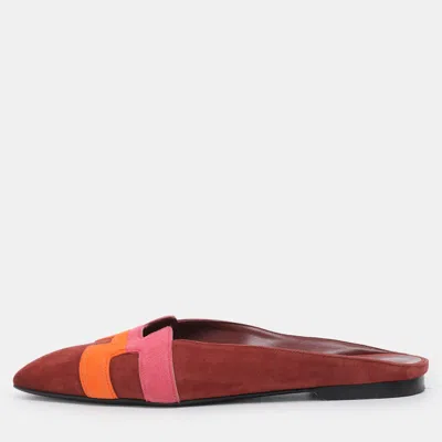 Pre-owned Hermes Hermès Multicolor Suede Roxanne Mules Size 38