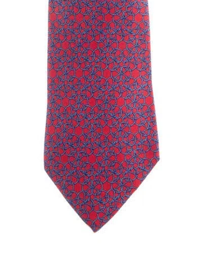 Pre-owned Hermes Multicolor Tie In Orange