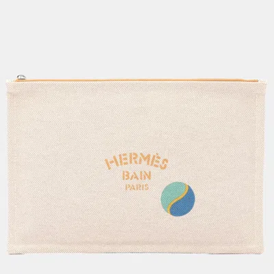 Pre-owned Hermes Multicolor Toile H Leather Balles Au Bond Pouch Shw