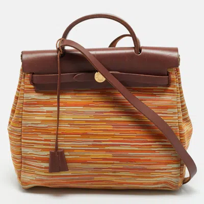 Pre-owned Hermes Multicolor Vibrator Leather And Vache Hunter Herbag Zip 31 Bag