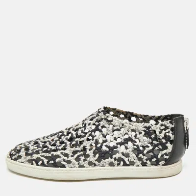 Pre-owned Hermes Multicolor Woven Silk Cavalcadour Oxygene Sneakers Size 39