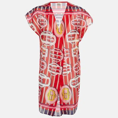 Pre-owned Hermes Multicolour Geometric Print Cotton Open Front Cover-up S