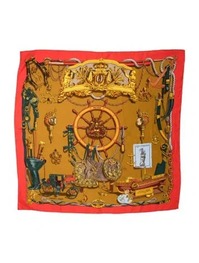 Pre-owned Hermes Musée Silk Scarf In Red