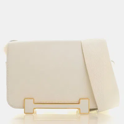 Pre-owned Hermes Mushroom Chevre Mysore Geta In White