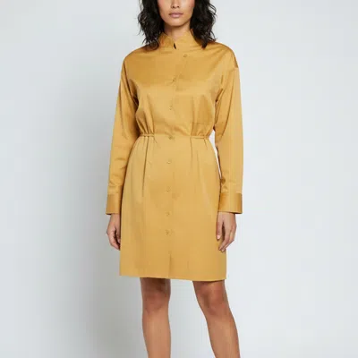 Pre-owned Hermes Mustard Yellow Cotton Button Up Shirt Dress L