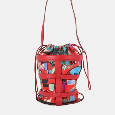 Pre-owned Hermes Muzaldine Rouge Casaque/multicolor Epsom Silk