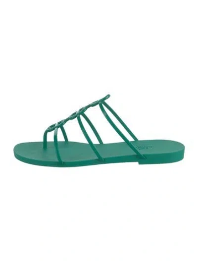 Pre-owned Hermes Mykonos Rubber Slides In Green