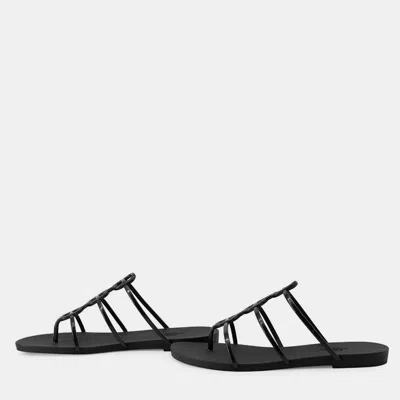 Pre-owned Hermes Mykonos Sandals Black Rubber Size 37