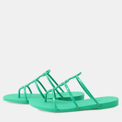 Pre-owned Hermes Mykonos Sandals Vert Tourmaline Rubber Size 36 In Green