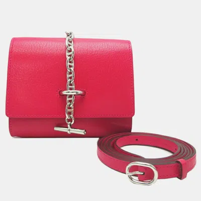 Pre-owned Hermes Mysore Rose Chevre Extreme Chaine D'ancre Compact Bi-fold Wallet In Pink