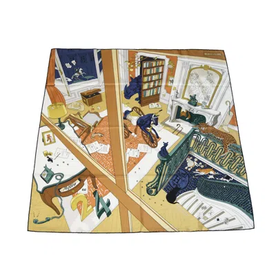 Pre-owned Hermes Mystere Au 24 Faubourg 90 Silk Square Scarf Multicolor