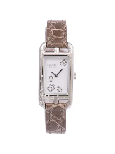 Pre-owned Hermes Nantucket 17mm Watch In White