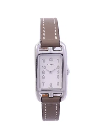 Pre-owned Hermes Nantucket 17mm Watch In White
