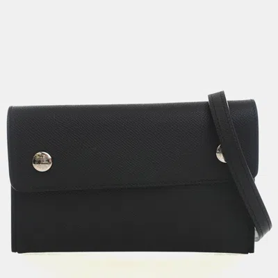 Pre-owned Hermes Nap Black Epsom Calfskin Leather Wallet Bag