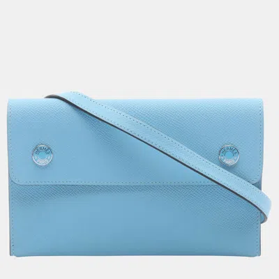 Pre-owned Hermes Nap Blue Celeste Epsom Leather Shoulder Bag