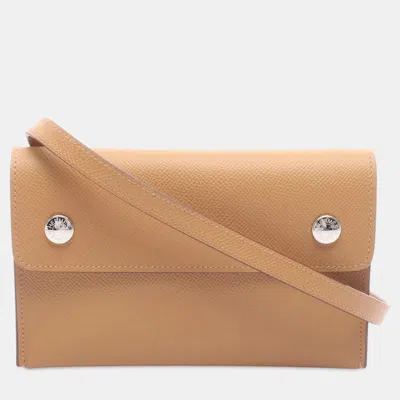 Pre-owned Hermes Nap Wallet On Strap In Brown
