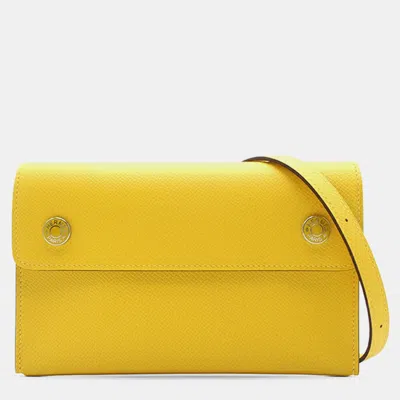 Pre-owned Hermes Nap Wallet On Strap In Yellow