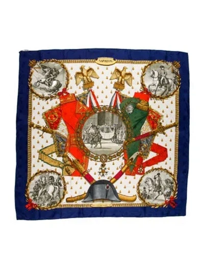 Pre-owned Hermes Napoléon Silk Scarf In Blue