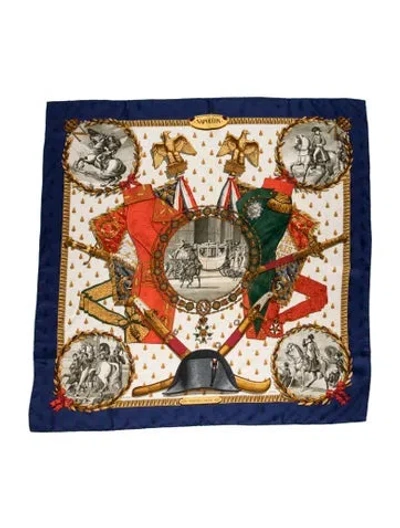 Pre-owned Hermes Napoléon Silk Scarf In Blue