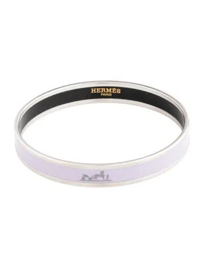 Pre-owned Hermes Narrow Caleche Bangle, 7.75" In Purple
