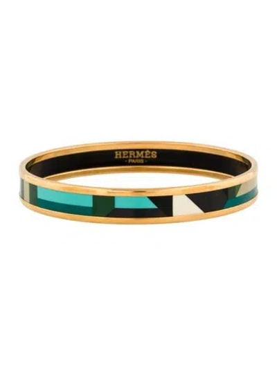 Pre-owned Hermes Narrow Enamel Bangle Bracelet, 7.25" In Multi