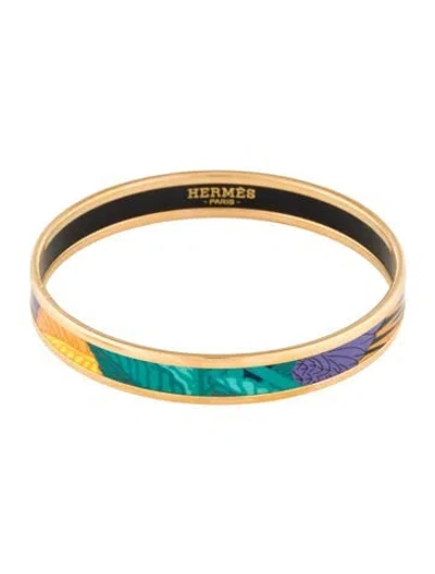 Pre-owned Hermes Narrow Enamel Bangle Bracelet, 7.25" In Multi