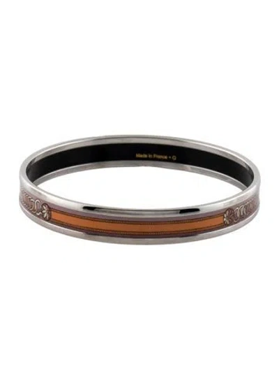 Pre-owned Hermes Narrow Enamel Bangle Bracelet, 7.25" In Orange