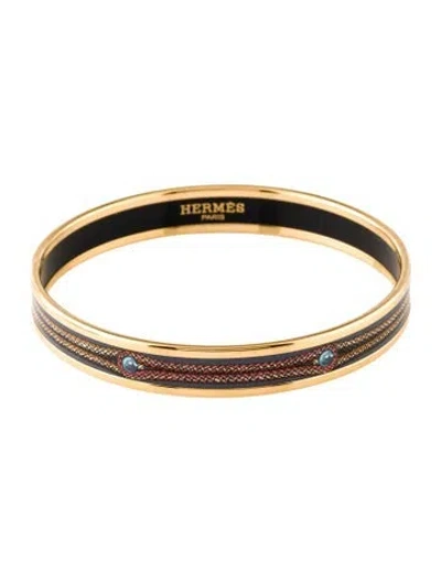 Pre-owned Hermes Narrow Enamel Bangle Bracelet, 7.5" In Multi