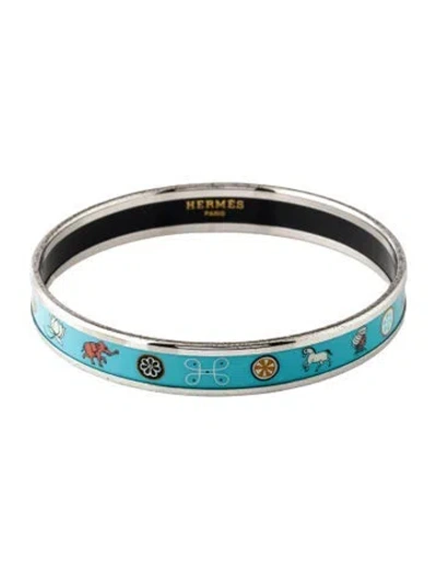 Pre-owned Hermes Narrow Enamel Bangle Bracelet, 7.5" In Multi