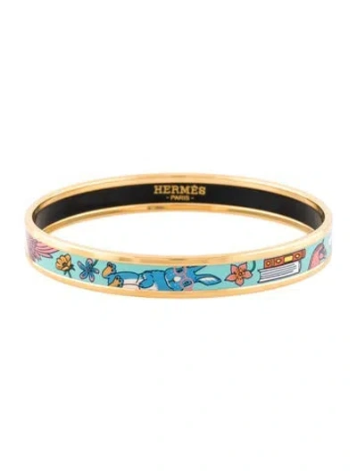 Pre-owned Hermes Narrow Enamel Bangle Bracelet, 7.5" In Multi