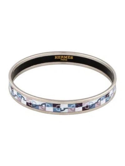 Pre-owned Hermes Narrow Enamel Bangle Bracelet, 7.5" In Multi
