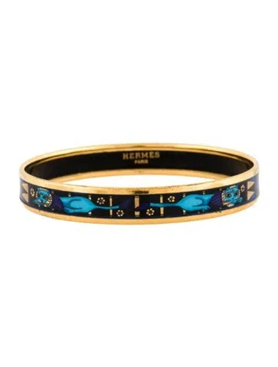 Pre-owned Hermes Narrow Enamel Bangle Bracelet, 7.75" In Multi