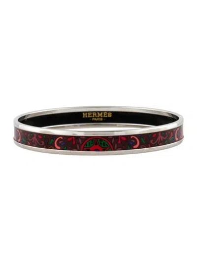 Pre-owned Hermes Narrow Enamel Bangle Bracelet, 7.75" In Multi