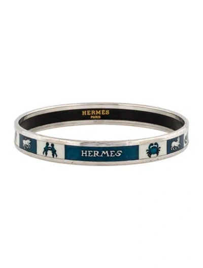 Pre-owned Hermes Narrow Enamel Bangle Bracelet, 7.75" In Multi