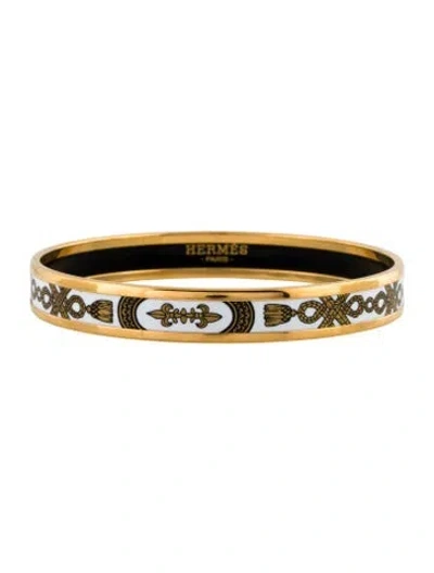 Pre-owned Hermes Narrow Enamel Bangle Bracelet, 7.75" In Multi