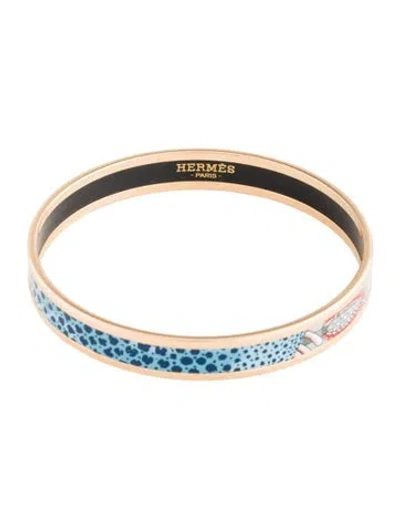Pre-owned Hermes Narrow Enamel Bangle Bracelet, 7.75" In Multi